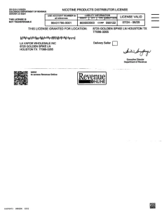 Colorado Tobacco License