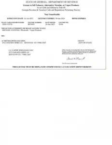 Georgia Tobacco License