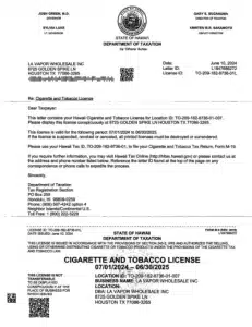 Hawaii Tobacco License