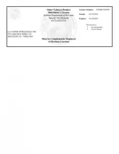 Indiana Tobacco License
