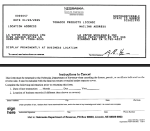 Nebraska Tobacco License