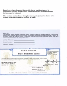 New Jersey Tobacco License