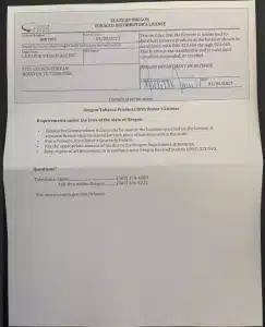 Oregon Tobacco License