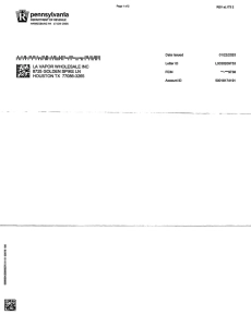 Pennsylvania Tobacco License