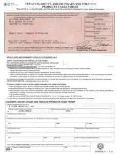 Texas Tobacco License