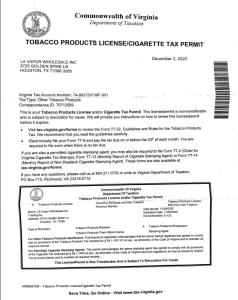 Virginia Tobacco License