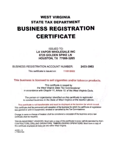 West Virginia Tobacco License